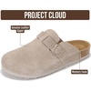 image:imageProject Cloud 100 Full Grain Genuine Leather Clogs for Men 2026 Brooklyn  Memory Foam Insole Arch Support Natural Cork Footbed Mens Clogs Shoes Non Slip and WaterResistant Mules Mens SlippersDark Grey Suede