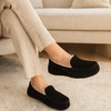 image:imageProject Cloud 100 Genuine Leather Slippers for Women Fur Lined Cathi  Fur Lined Memory Foam Insole Genuine Leather Stylish Womens Moccasin Outdoor Slippers AllDay ComfortBlack