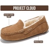 image:imageProject Cloud 100 Genuine Leather Slippers for Women Fur Lined Cathi  Fur Lined Memory Foam Insole Genuine Leather Stylish Womens Moccasin Outdoor Slippers AllDay ComfortChestnut