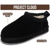 image:imageProject Cloud Kids 100 Genuine Leather Australian Shearling Lined Slippers  Memory Foam Insole Non Slip Fuzzy Fluffy Unisex Shoes for Girls amp Boys Warm Cozy Indoor Footwear Everyday Comfort Easy WearBlack