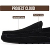 image:imageProject Cloud Mens 100 Genuine Leather Non Slip House SlippersOswin  Memory Foam Insole Lightweight Shoes for Men Indoor Outdoor Footwear Comfortable Casual Everyday Travel Easy Wear All DayBlack Suede