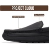 image:imageProject Cloud Mens 100 Genuine Leather Non Slip House SlippersOswin  Memory Foam Insole Lightweight Shoes for Men Indoor Outdoor Footwear Comfortable Casual Everyday Travel Easy Wear All DayBlack Leather