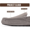 image:imageProject Cloud Mens 100 Genuine Leather Non Slip House SlippersOswin  Memory Foam Insole Lightweight Shoes for Men Indoor Outdoor Footwear Comfortable Casual Everyday Travel Easy Wear All DayGrey Suede
