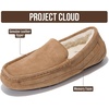 image:imageProject Cloud Mens 100 Genuine Leather Non Slip House SlippersOswin  Memory Foam Insole Lightweight Shoes for Men Indoor Outdoor Footwear Comfortable Casual Everyday Travel Easy Wear All DayChestnut Suede