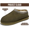 image:imageProject Cloud Mens Slippers Genuine Leather Australian Shearling Slippers  Memory Foam Insole Non Slip Fuzzy Shoes Indoor Outdoor Warm Cozy Footwear Everyday Comfort Soft Lining Cushioned Sole Easy OnOlive