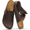 image:imageProject Cloud 100 Full Grain Genuine Leather Clogs for Men 2026 Brooklyn  Memory Foam Insole Arch Support Natural Cork Footbed Mens Clogs Shoes Non Slip and WaterResistant Mules Mens SlippersChocolate Distressed