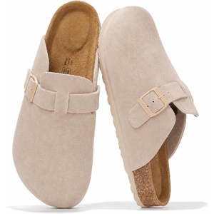 image:imageProject Cloud 100 Full Grain Genuine Leather Clogs for Men 2026 Brooklyn  Memory Foam Insole Arch Support Natural Cork Footbed Mens Clogs Shoes Non Slip and WaterResistant Mules Mens SlippersSand Mono Suede