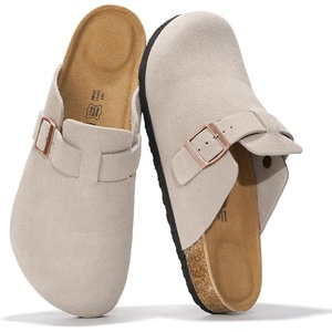 image:imageProject Cloud 100 Full Grain Genuine Leather Clogs for Men 2026 Brooklyn  Memory Foam Insole Arch Support Natural Cork Footbed Mens Clogs Shoes Non Slip and WaterResistant Mules Mens SlippersGrey Suede