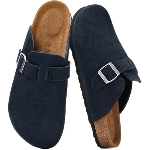 image:imageProject Cloud 100 Full Grain Genuine Leather Clogs for Men 2026 Brooklyn  Memory Foam Insole Arch Support Natural Cork Footbed Mens Clogs Shoes Non Slip and WaterResistant Mules Mens SlippersNavy Suede