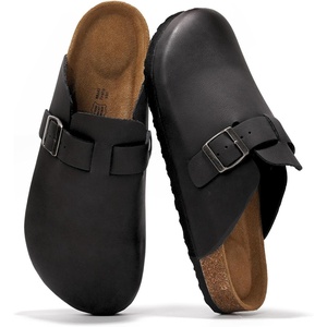 image:imageProject Cloud 100 Full Grain Genuine Leather Clogs for Men 2026 Brooklyn  Memory Foam Insole Arch Support Natural Cork Footbed Mens Clogs Shoes Non Slip and WaterResistant Mules Mens SlippersBlack