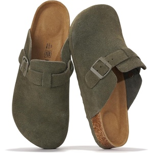 image:imageProject Cloud 100 Full Grain Genuine Leather Clogs for Men 2026 Brooklyn  Memory Foam Insole Arch Support Natural Cork Footbed Mens Clogs Shoes Non Slip and WaterResistant Mules Mens SlippersOlive Suede