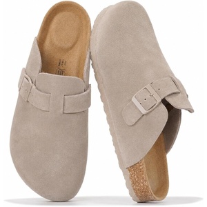 image:imageProject Cloud 100 Full Grain Genuine Leather Clogs for Men 2026 Brooklyn  Memory Foam Insole Arch Support Natural Cork Footbed Mens Clogs Shoes Non Slip and WaterResistant Mules Mens SlippersDark Grey Suede