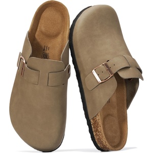 image:imageProject Cloud 100 Full Grain Genuine Leather Clogs for Men 2026 Brooklyn  Memory Foam Insole Arch Support Natural Cork Footbed Mens Clogs Shoes Non Slip and WaterResistant Mules Mens SlippersTaupe Distressed