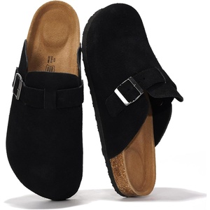 image:imageProject Cloud 100 Full Grain Genuine Leather Clogs for Men 2026 Brooklyn  Memory Foam Insole Arch Support Natural Cork Footbed Mens Clogs Shoes Non Slip and WaterResistant Mules Mens SlippersBlack Suede
