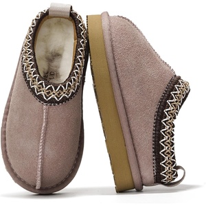 image:imageProject Cloud Kids 100 Genuine Leather Australian Shearling Lined Slippers  Memory Foam Insole Non Slip Fuzzy Fluffy Unisex Shoes for Girls amp Boys Warm Cozy Indoor Footwear Everyday Comfort Easy WearBlush