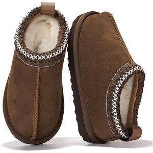 image:imageProject Cloud Kids 100 Genuine Leather Australian Shearling Lined Slippers  Memory Foam Insole Non Slip Fuzzy Fluffy Unisex Shoes for Girls amp Boys Warm Cozy Indoor Footwear Everyday Comfort Easy WearMocha Suede