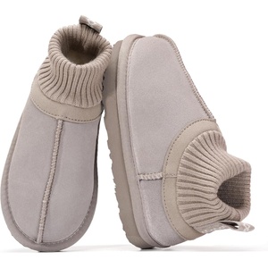 image:imageProject Cloud Kids 100 Genuine Leather Australian Shearling Lined Slippers  Memory Foam Insole Non Slip Fuzzy Fluffy Unisex Shoes for Girls amp Boys Warm Cozy Indoor Footwear Everyday Comfort Easy WearGrey Suede  Dreamon