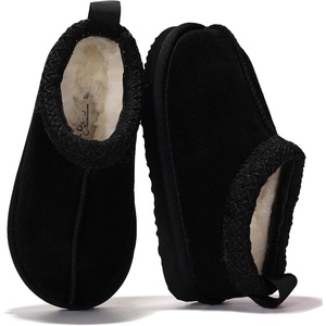 image:imageProject Cloud Kids 100 Genuine Leather Australian Shearling Lined Slippers  Memory Foam Insole Non Slip Fuzzy Fluffy Unisex Shoes for Girls amp Boys Warm Cozy Indoor Footwear Everyday Comfort Easy WearBlack