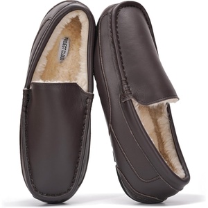 image:imageProject Cloud Mens 100 Genuine Leather Non Slip House SlippersOswin  Memory Foam Insole Lightweight Shoes for Men Indoor Outdoor Footwear Comfortable Casual Everyday Travel Easy Wear All DayChoco Brown Leather