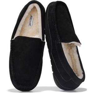 image:imageProject Cloud Mens 100 Genuine Leather Non Slip House SlippersOswin  Memory Foam Insole Lightweight Shoes for Men Indoor Outdoor Footwear Comfortable Casual Everyday Travel Easy Wear All DayBlack Suede