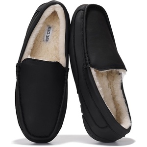 image:imageProject Cloud Mens 100 Genuine Leather Non Slip House SlippersOswin  Memory Foam Insole Lightweight Shoes for Men Indoor Outdoor Footwear Comfortable Casual Everyday Travel Easy Wear All DayBlack Leather
