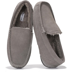 image:imageProject Cloud Mens 100 Genuine Leather Non Slip House SlippersOswin  Memory Foam Insole Lightweight Shoes for Men Indoor Outdoor Footwear Comfortable Casual Everyday Travel Easy Wear All DayGrey Suede