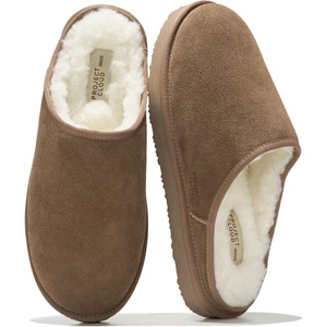 image:imageProject Cloud Mens 100 Genuine Leather Shearling Memory Foam Slippers  Genuine Shearling Lining and Lightweight NonSlip Indoor amp Outdoor Wear Slippers for Men  WaterResistant Mens SlippersTaupe Suede