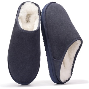 image:imageProject Cloud Mens 100 Genuine Leather Shearling Memory Foam Slippers  Genuine Shearling Lining and Lightweight NonSlip Indoor amp Outdoor Wear Slippers for Men  WaterResistant Mens SlippersNavy Suede