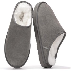 image:imageProject Cloud Mens 100 Genuine Leather Shearling Memory Foam Slippers  Genuine Shearling Lining and Lightweight NonSlip Indoor amp Outdoor Wear Slippers for Men  WaterResistant Mens SlippersGrey Suede