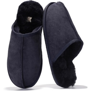 image:imageProject Cloud Mens 100 Genuine Leather Shearling Memory Foam Slippers  Genuine Shearling Lining and Lightweight NonSlip Indoor amp Outdoor Wear Slippers for Men  WaterResistant Mens SlippersNavy Suede Scuff
