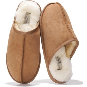 image:imageProject Cloud Mens 100 Genuine Leather Shearling Memory Foam Slippers  Genuine Shearling Lining and Lightweight NonSlip Indoor amp Outdoor Wear Slippers for Men  WaterResistant Mens SlippersChestnut Scuff