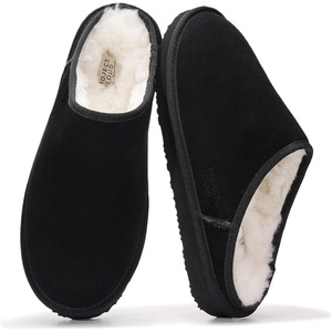 image:imageProject Cloud Mens 100 Genuine Leather Shearling Memory Foam Slippers  Genuine Shearling Lining and Lightweight NonSlip Indoor amp Outdoor Wear Slippers for Men  WaterResistant Mens SlippersBlack Suede