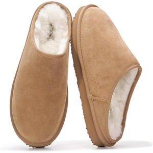 image:imageProject Cloud Mens 100 Genuine Leather Shearling Memory Foam Slippers  Genuine Shearling Lining and Lightweight NonSlip Indoor amp Outdoor Wear Slippers for Men  WaterResistant Mens SlippersChestnut Suede