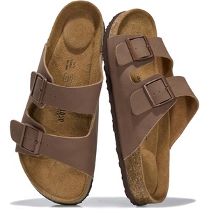 image:imageProject Cloud Mens Sandals 100 Genuine Leather Mens Slides Heritage  Memory Foam Insole amp Cork Footbed Slides for Men Footwear Non Slip Summer Sandals for Men amp Lightweight Sandals MenBrown Leather