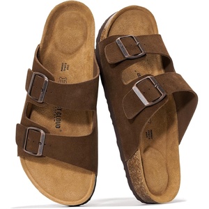 image:imageProject Cloud Mens Sandals 100 Genuine Leather Mens Slides Heritage  Memory Foam Insole amp Cork Footbed Slides for Men Footwear Non Slip Summer Sandals for Men amp Lightweight Sandals MenChoco Suede