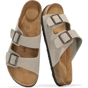image:imageProject Cloud Mens Sandals 100 Genuine Leather Mens Slides Heritage  Memory Foam Insole amp Cork Footbed Slides for Men Footwear Non Slip Summer Sandals for Men amp Lightweight Sandals MenDriftwood Suede