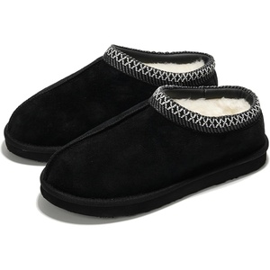 image:imageProject Cloud Mens Slippers Genuine Leather Australian Shearling Slippers  Memory Foam Insole Non Slip Fuzzy Shoes Indoor Outdoor Warm Cozy Footwear Everyday Comfort Soft Lining Cushioned Sole Easy OnBlack