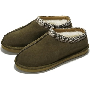 image:imageProject Cloud Mens Slippers Genuine Leather Australian Shearling Slippers  Memory Foam Insole Non Slip Fuzzy Shoes Indoor Outdoor Warm Cozy Footwear Everyday Comfort Soft Lining Cushioned Sole Easy OnOlive