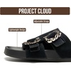 image:imageProject Cloud 100 Genuine Leather Dressy Flat Sandals for Women Velora  Plush Soft Insole Lightweight Womens Slides  NonSlip Outsole Comfortable Dress Sandals Women  Cushioned Footbed SandalsBlack Suede
