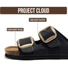 image:imageProject Cloud 100 Genuine Leather Footbed Sandals for Women Santorini  Comfortable Beach Essentials Womens Sandals Plush Memory Foam Cushioning Vacation Essentials Slides for Women FootwearBlack Distressed