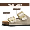 image:imageProject Cloud 100 Genuine Leather Footbed Sandals for Women Santorini  Comfortable Beach Essentials Womens Sandals Plush Memory Foam Cushioning Vacation Essentials Slides for Women FootwearRosegold