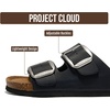 image:imageProject Cloud 100 Genuine Leather Footbed Sandals for Women Santorini  Comfortable Beach Essentials Womens Sandals Plush Memory Foam Cushioning Vacation Essentials Slides for Women FootwearBlack Oiled Leather