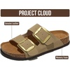 image:imageProject Cloud 100 Genuine Leather Footbed Sandals for Women Santorini  Comfortable Beach Essentials Womens Sandals Plush Memory Foam Cushioning Vacation Essentials Slides for Women FootwearBeige Leather