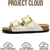 image:imageProject Cloud 100 Genuine Leather Footbed Sandals for Women Santorini  Comfortable Beach Essentials Womens Sandals Plush Memory Foam Cushioning Vacation Essentials Slides for Women FootwearWhite Leather