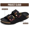 image:imageProject Cloud 100 Genuine Leather Footbed Sandals for Women Santorini  Comfortable Beach Essentials Womens Sandals Plush Memory Foam Cushioning Vacation Essentials Slides for Women FootwearBlack Matte Iridescent