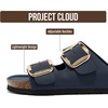 image:imageProject Cloud 100 Genuine Leather Footbed Sandals for Women Santorini  Comfortable Beach Essentials Womens Sandals Plush Memory Foam Cushioning Vacation Essentials Slides for Women FootwearNavy