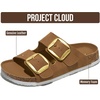 image:imageProject Cloud 100 Genuine Leather Footbed Sandals for Women Santorini  Comfortable Beach Essentials Womens Sandals Plush Memory Foam Cushioning Vacation Essentials Slides for Women FootwearTan Leather