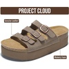 image:imageProject Cloud 100 Genuine Leather Platform Sandals Women Footwear  Comfortable Womens Slides Memory Foam Insole  Non Slip WaterResistant 3Strap Wedge Sandals for Women 2026Chocolate