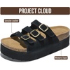 image:imageProject Cloud 100 Genuine Leather Platform Sandals Women Footwear  Comfortable Womens Slides Memory Foam Insole  Non Slip WaterResistant 3Strap Wedge Sandals for Women 2026Black