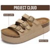 image:imageProject Cloud 100 Genuine Leather Platform Sandals Women Footwear  Comfortable Womens Slides Memory Foam Insole  Non Slip WaterResistant 3Strap Wedge Sandals for Women 2026Nude Suede
